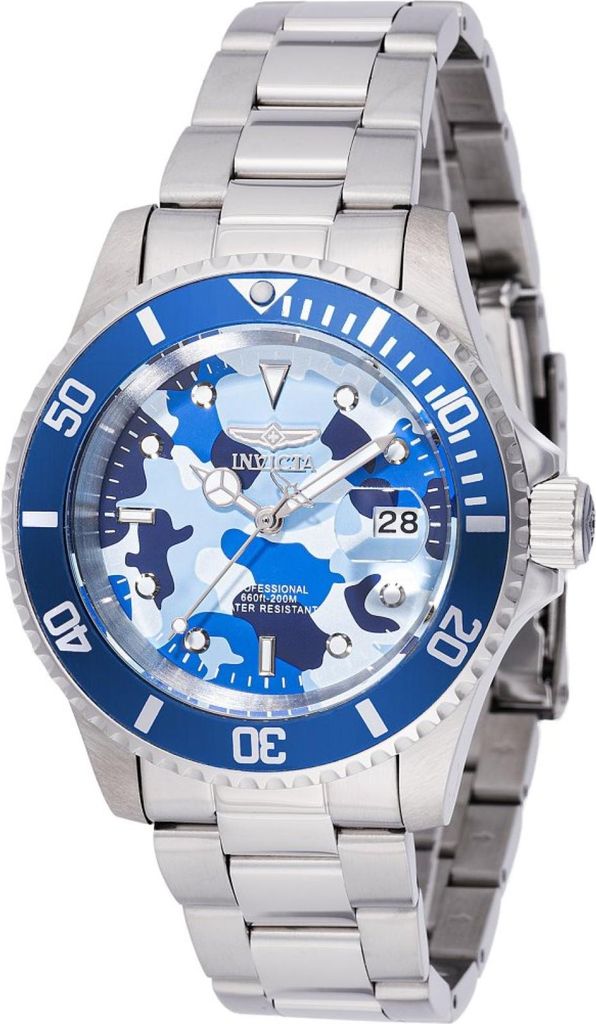 Invicta Pro Diver 48570 Herren uhr - Wasserdicht - Analog - Quarzuhrwerk - Edelstahl mit blauen zifferblat - 40mm