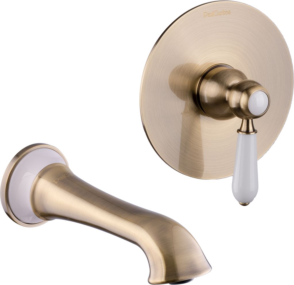 PaulGurkes 2-Loch Waschtischarmatur Bronze Messing Antik Retro