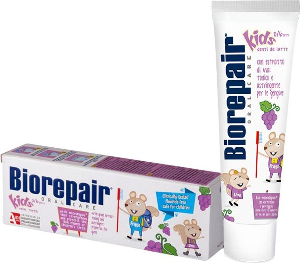 Biorepair Kids Zahnpasta mit Traubengeschmack für Kinder Produktbild 