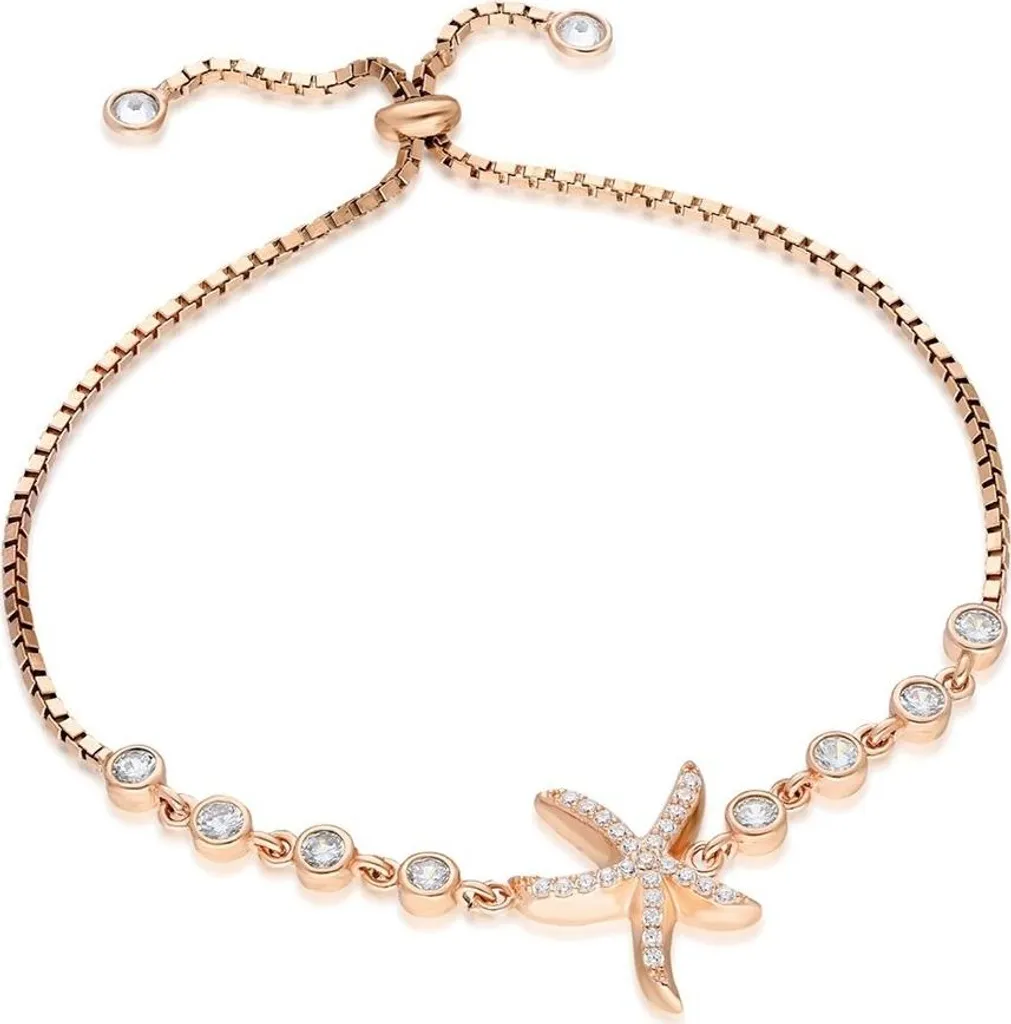 Bijou bracelet réglable or rose et argent avec pendentif étoile de mer