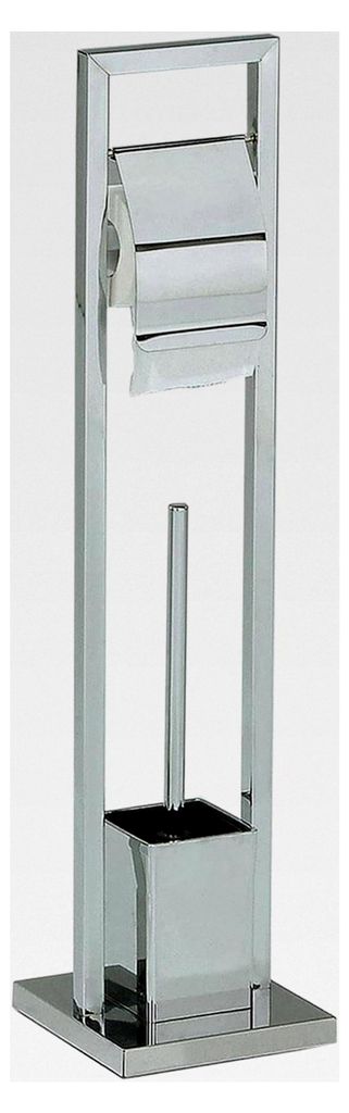 WC Garnitur TOMA Toilettenpapierhalter und Bürste freistehend aus verchromtem Metall