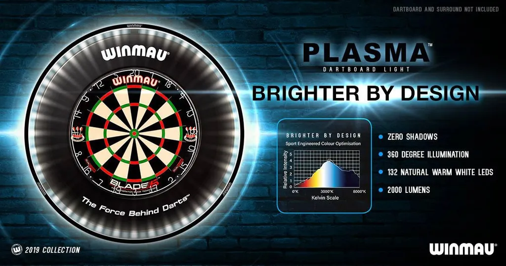 Éclairage LED pour cible de fléchettes Winmau Plasma en aluminium - 28