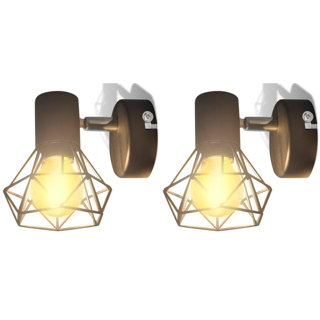 vidaXL Applique Murale 2 pcs avec Ampoules LED Style Industriel Noir