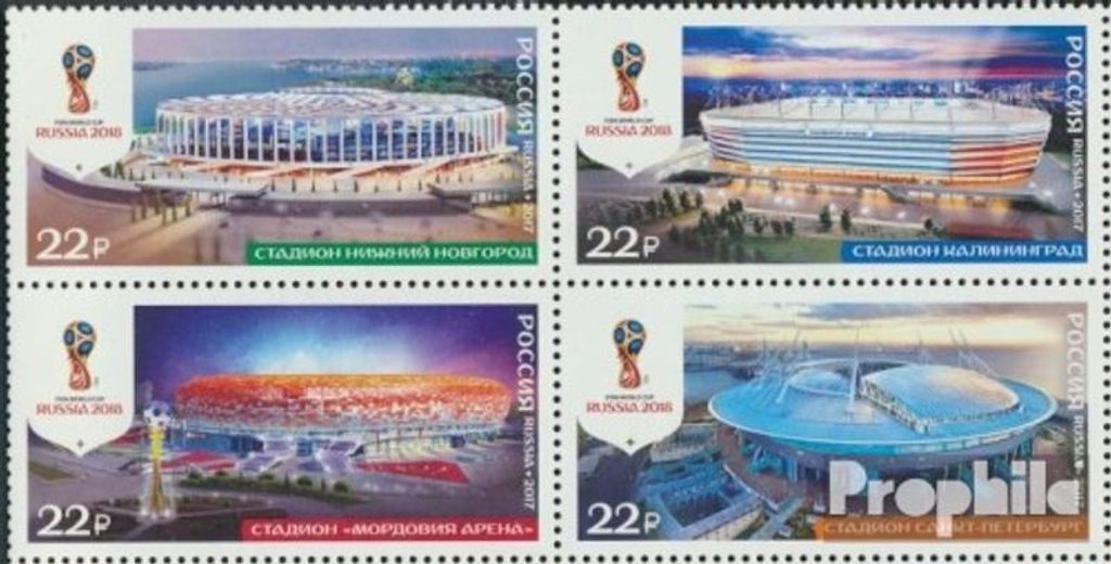 Briefmarken Russland 2017 Mi 2465-2468 Viererblock (kompl.Ausg.) postfrisch Fussball WM