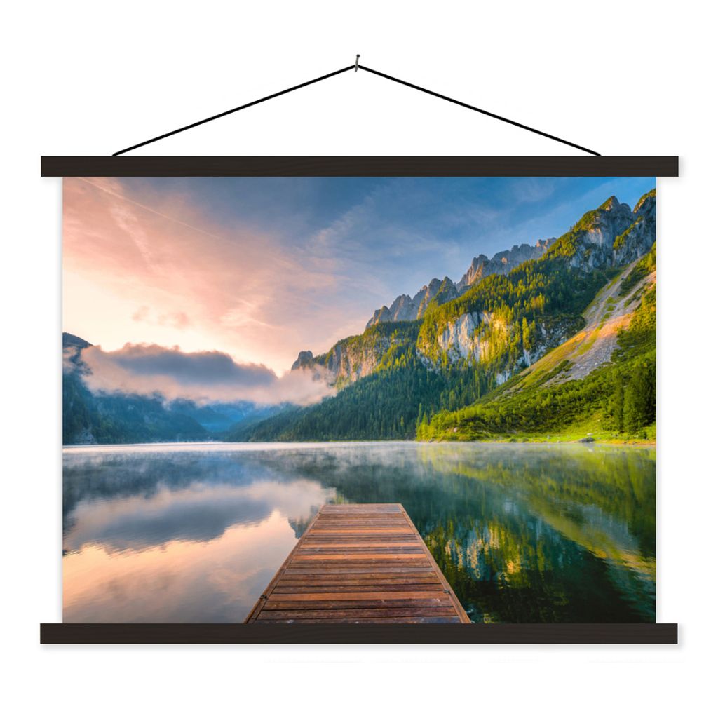 MuchoWow Textilposter Eindrucksvoller Sonnenaufgang in den Bergen von Österreich 40x30 cm mit schwarzem Rahmen - Dekorationen