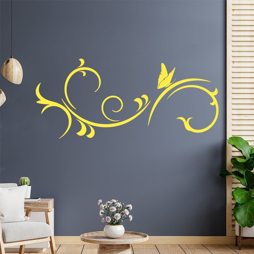 Schmetterling - Ornamente - Sommer Wandtattoo in 6 Größen - Wandaufkleber Wall Sticker - Dekoration, Küche, Wohnzimmer, Schlafzimmer, Badezimmer