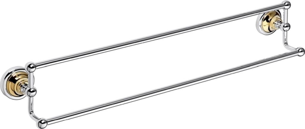BETRO GOLD Doppelhandtuchhalter Messing Gold Chrom 660x125x115 mm für Bad & WC >> zum Bohren