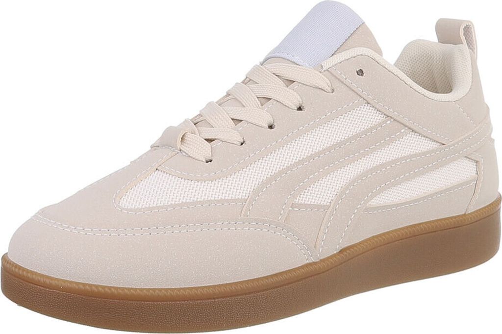 Ital-Design Damen Freizeitschuhe Textiloptik, Lederoptik Sneakers Low 88843665 Beige Gr. 41