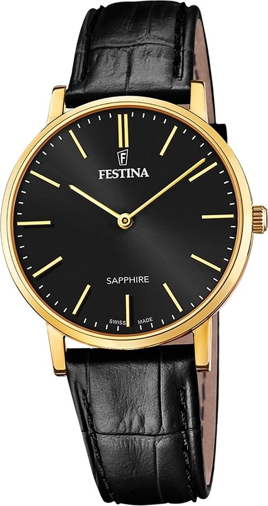 Festina Herren Uhr Swiss Lederarmband schwarz D2UF20016/3