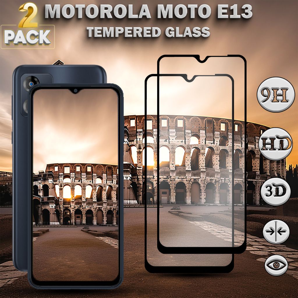 2-Pack Motorola Moto E13 - Gehärtetes Glas 9H - Hochwertiger 3D-Displayschutz