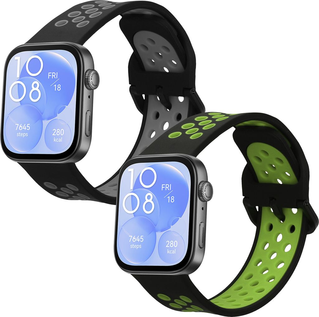 kwmobile 2x Sportarmband kompatibel mit Huawei Watch Fit 3 / Fit 4 Armband - Fitnesstracker Band Set aus TPU Silikon
