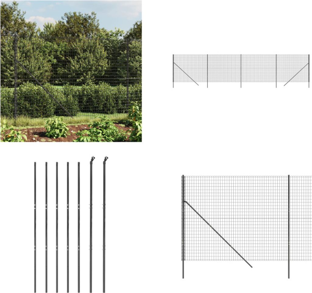 vidaXL Maschendrahtzaun Anthrazit 1,8x10 m Verzinkter Stahl - Maschendrahtzaun - Maschendrahtzäune - Gartenzaun - Maschendraht
