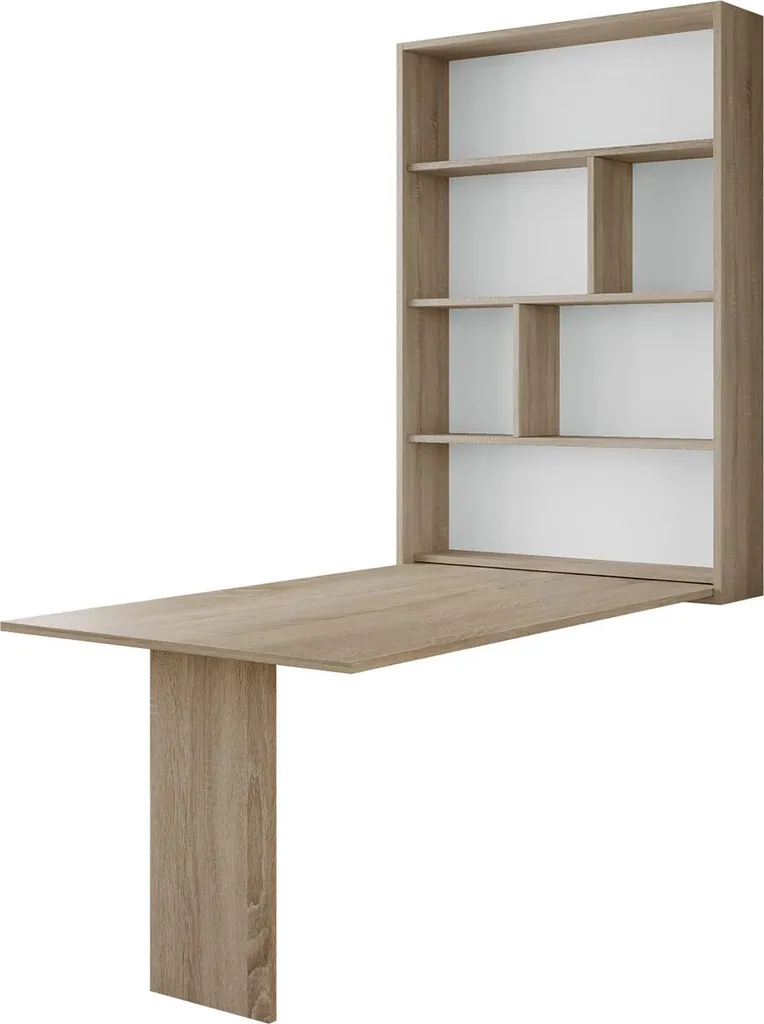 Table murale pour petit appartement Mondrian, bois, 4 personnes