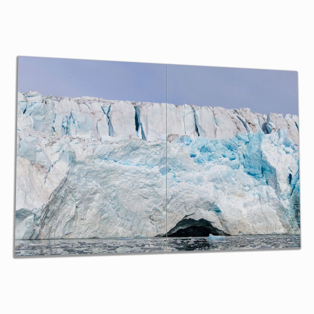 Wallario Herdabdeckplatte aus Glas, Größe 80 x 52 cm 2-teilig, Motiv Gletscher im arktischen Meer