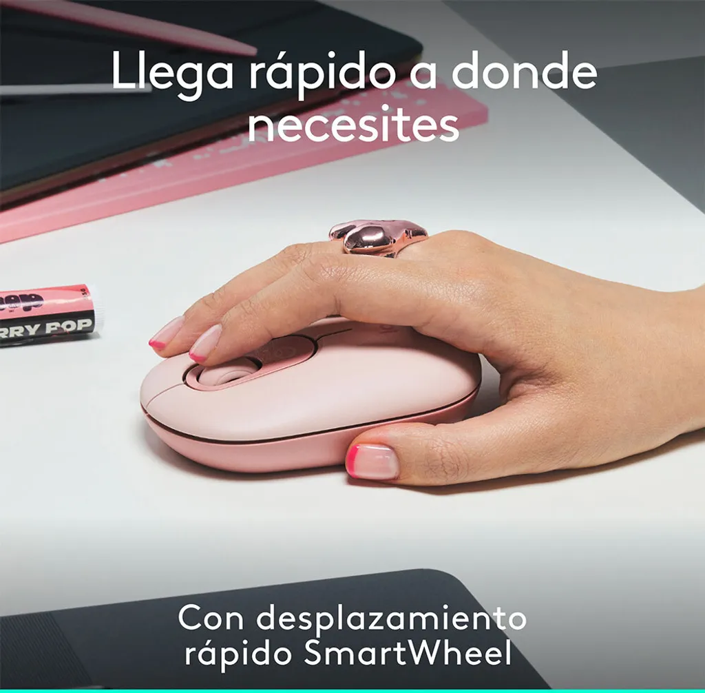 Logitech POP Mouse Souris Bluetooth Silencieuse Rose 4 Boutons Optique - 12