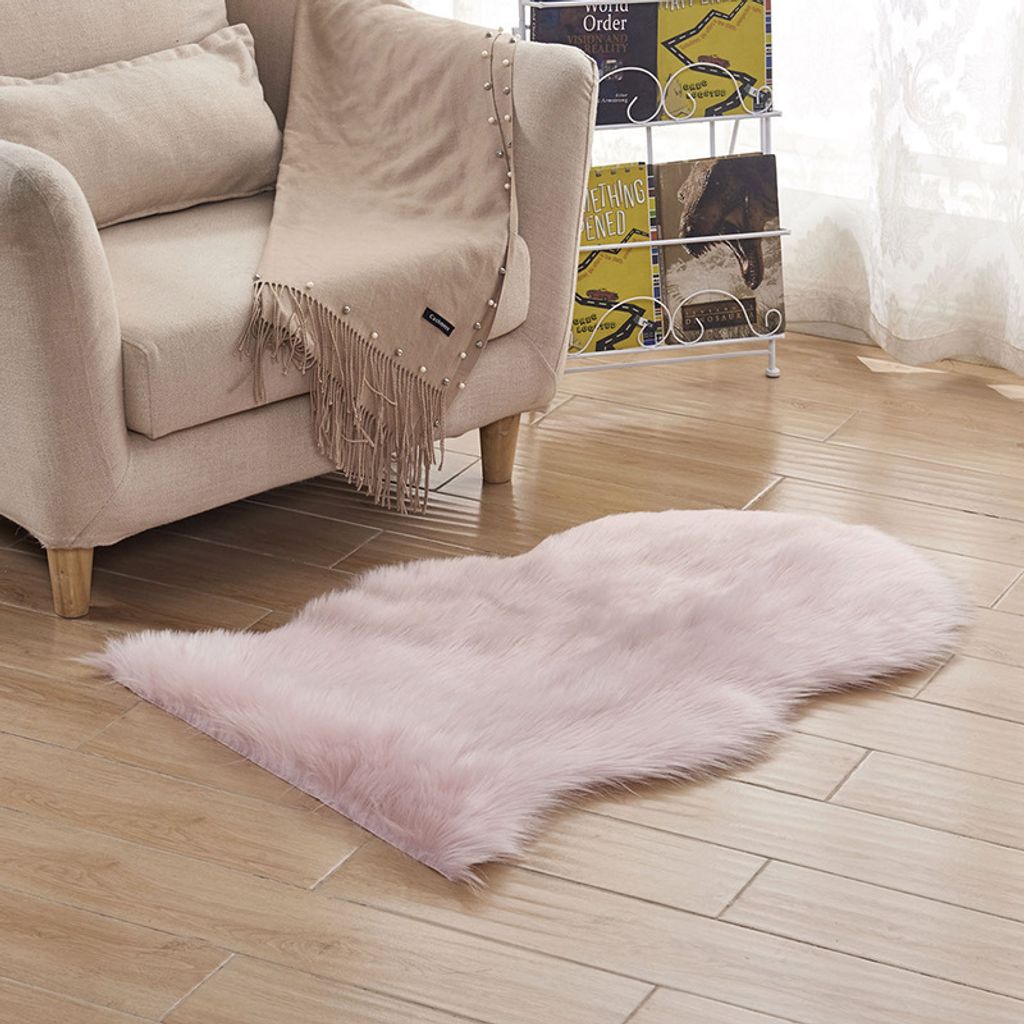 Hochflor Teppich 60x90cm Hochflorteppich Kunstfell Teppiche Waschbarer 6cm langer weicher Matte für Stühle Couch Sofa Wohnzimmer Schlafzimmer, Pink