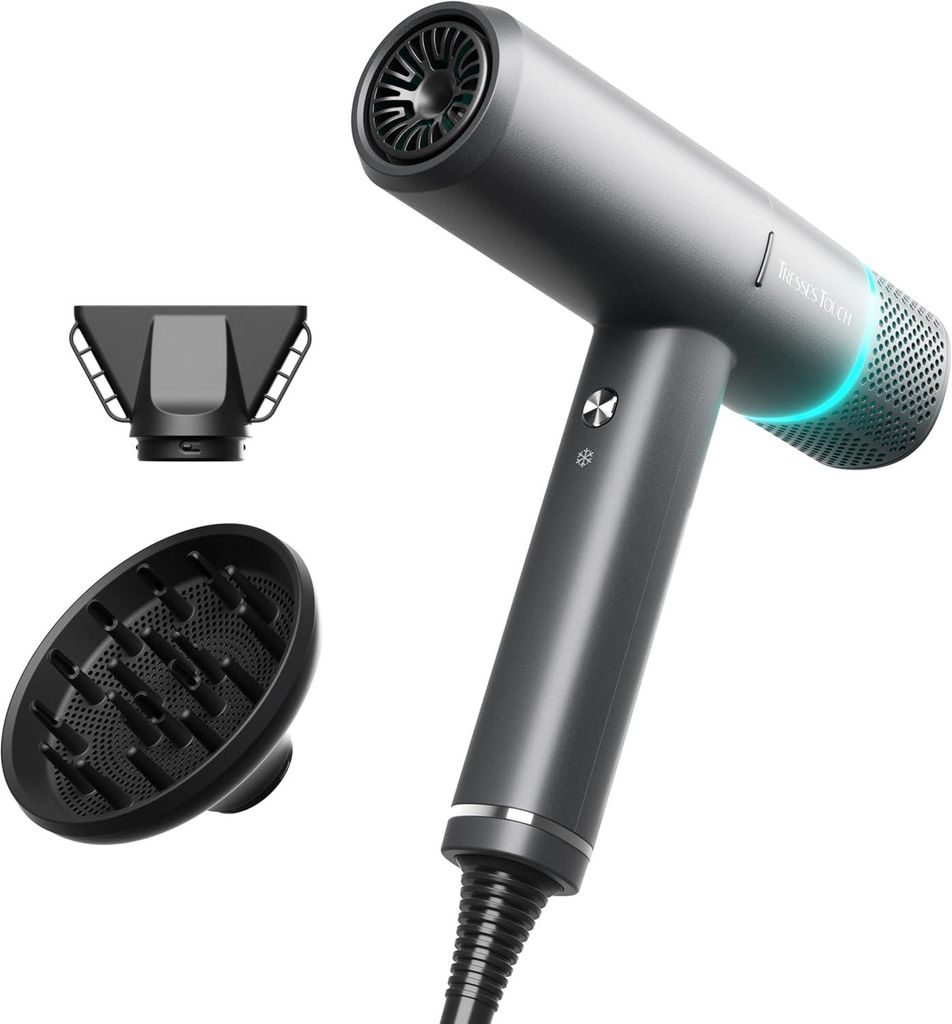 Haartrockner, 150000 U/min Fön mit Diffusor für Frauen & Männer, Schnelltrocknen mit 3 Temps/2 Geschwindigkeiten, Leichmäßige Hitze, Geräuscharm