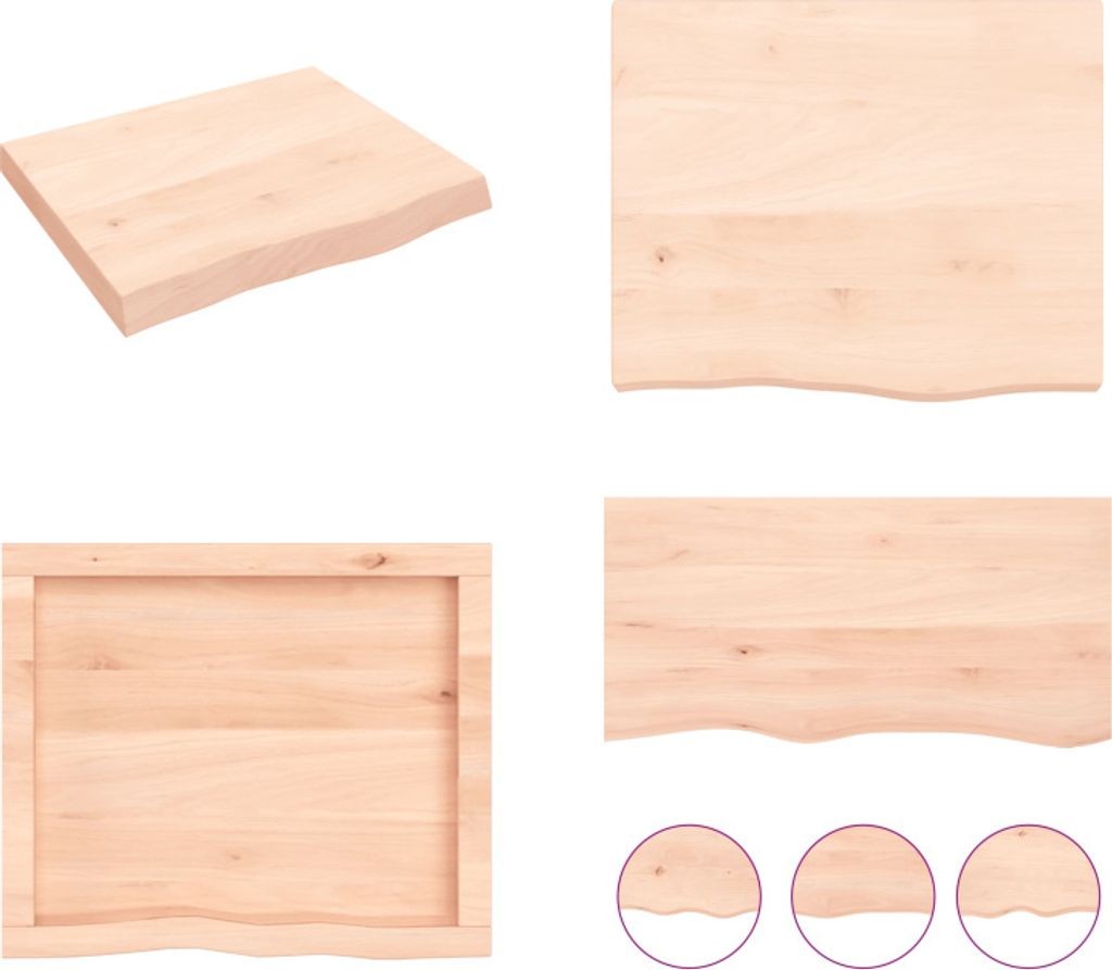 vidaXL Wandregal 60x50x(2 6) cm Massivholz Eiche Unbehandelt - Wandregal - Wandregale - Lagerregal - Schwebendes Regal