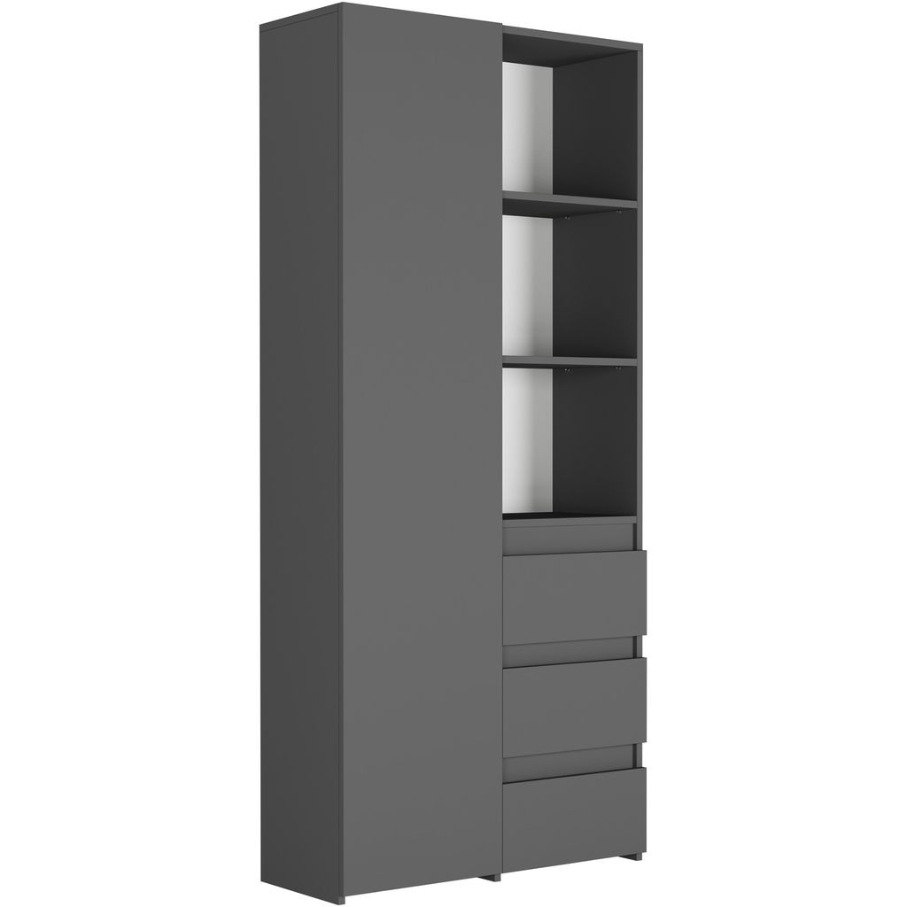 Framire Regal mit Türen, Schubladen und 3 Fächern 180 x 80 x 30 cm, Modell MODERN B80S3, Anthrazit