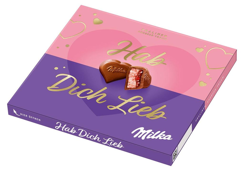 Milka 'Hab Dich Lieb' Pralinen Erdbeer-Traum 114g Produktbild 