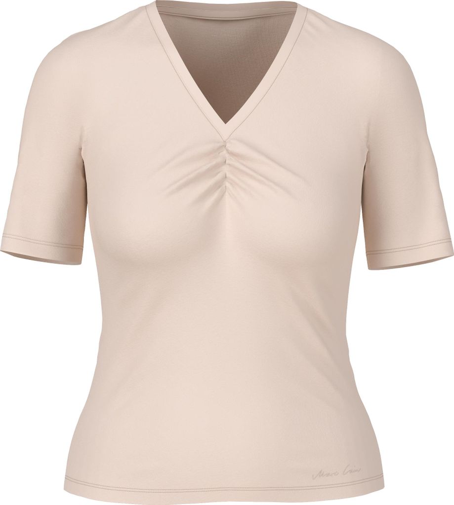 Feminines uni T-Shirt mit Raffung