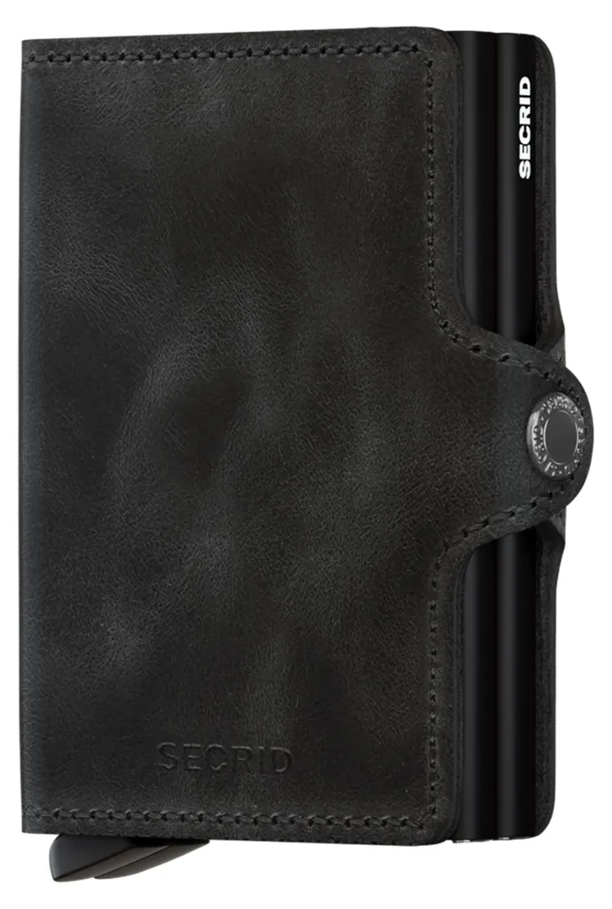 Secrid Twinwallet Vintage Noir : Porte-cartes Anti-Piratage Authentique