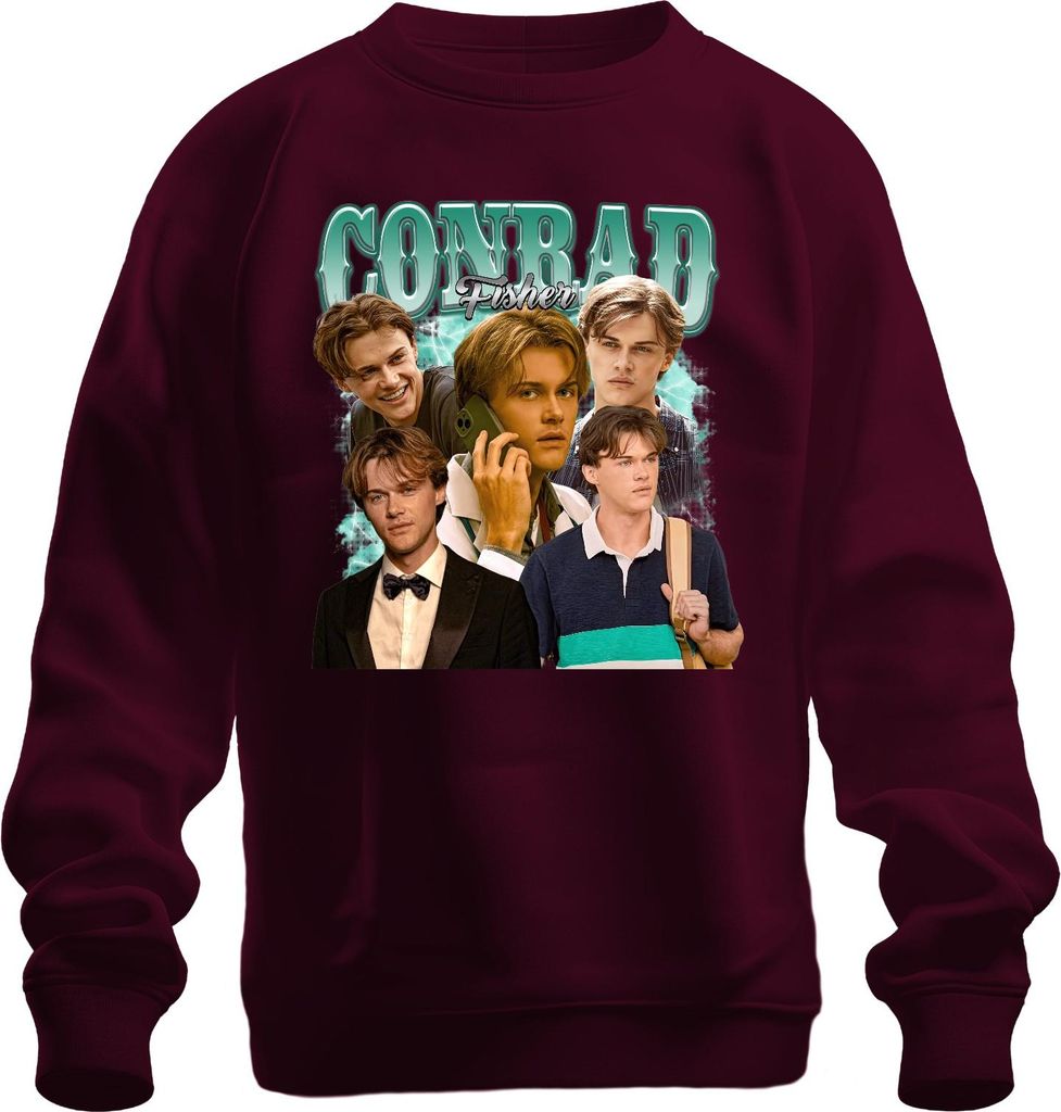 The Summer I Turned Pretty Conrad Fisher 90er Bootleg Style Uni Sweatshirt Pullover, Burgundy, S