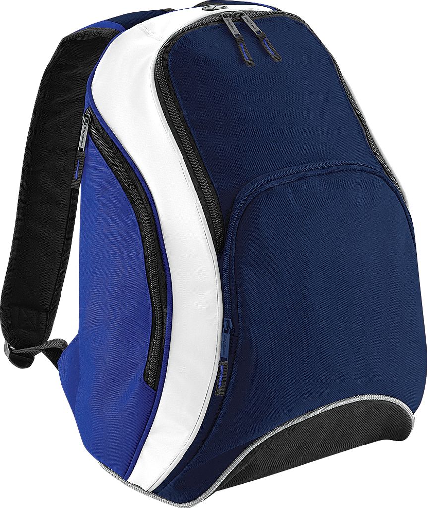 Bagbase Teamwear Rucksack, 21 Liter BC1314 (Einheitsgröße) (Dunkelblau/Königsblau/Weiß)