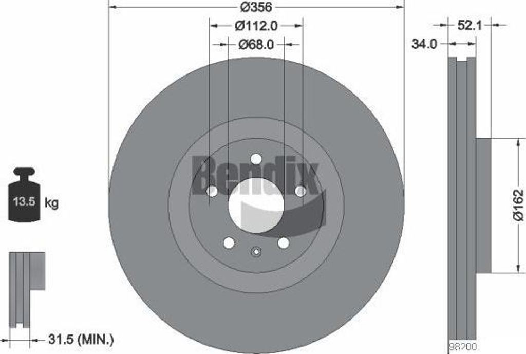BENDIX Braking BDS1455 Bremsscheibe OE 4G0615301A kompatibel mit A6 4G, A7 4G, A8 4H