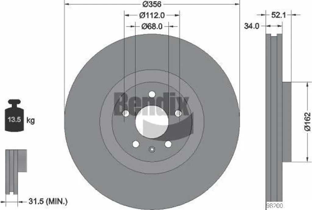 Disque de frein ventilé pour Audi A6 et A7 Sportback - Qualité BENDIX