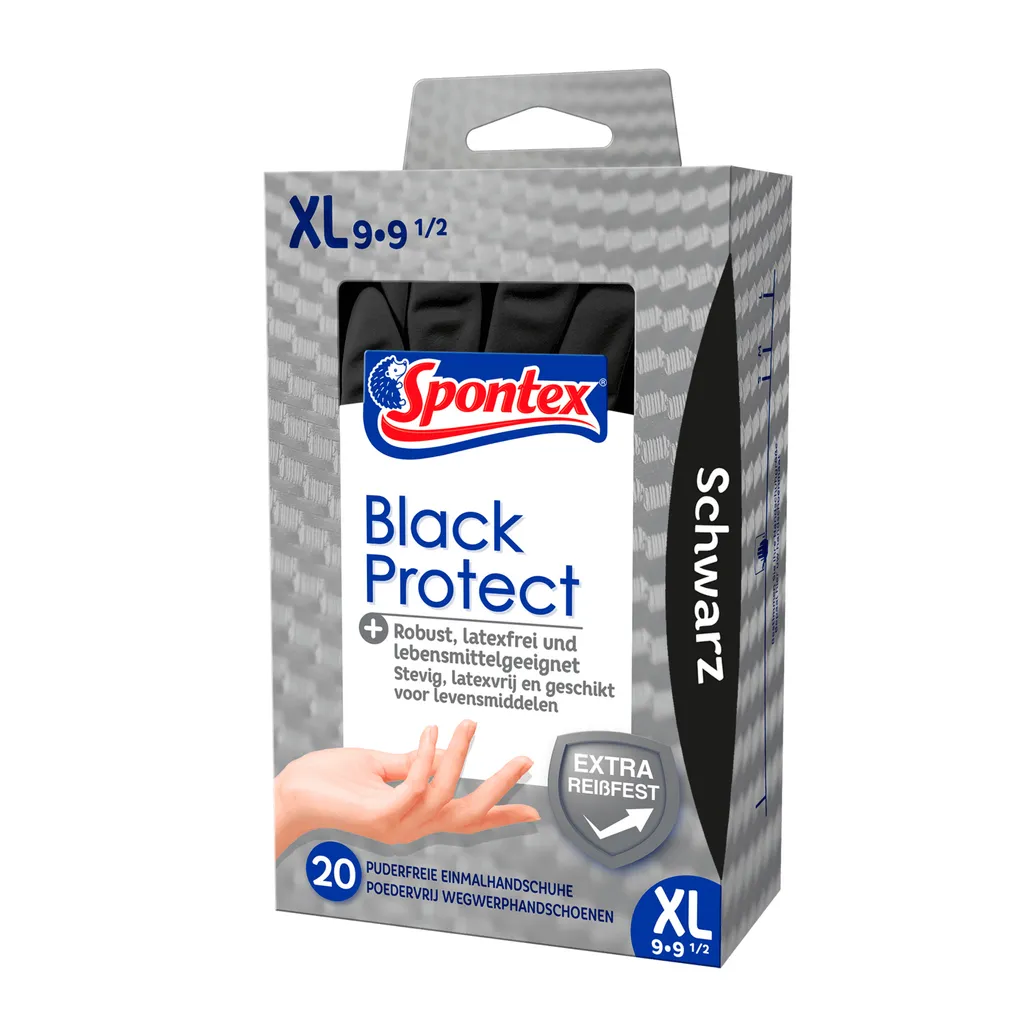 Gants de protection noirs Spontex Black Protect Taille 7 Haute Résistance - 3
