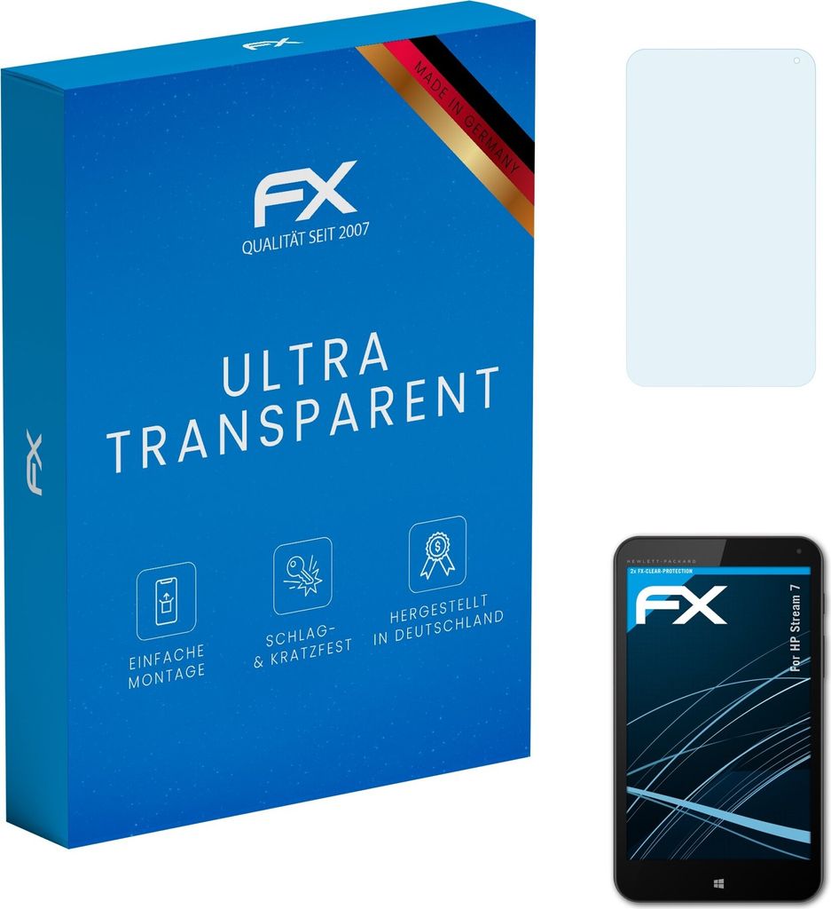 atFoliX FX-Clear 2x Schutzfolie kompatibel mit HP Stream 7 Displayschutzfolie