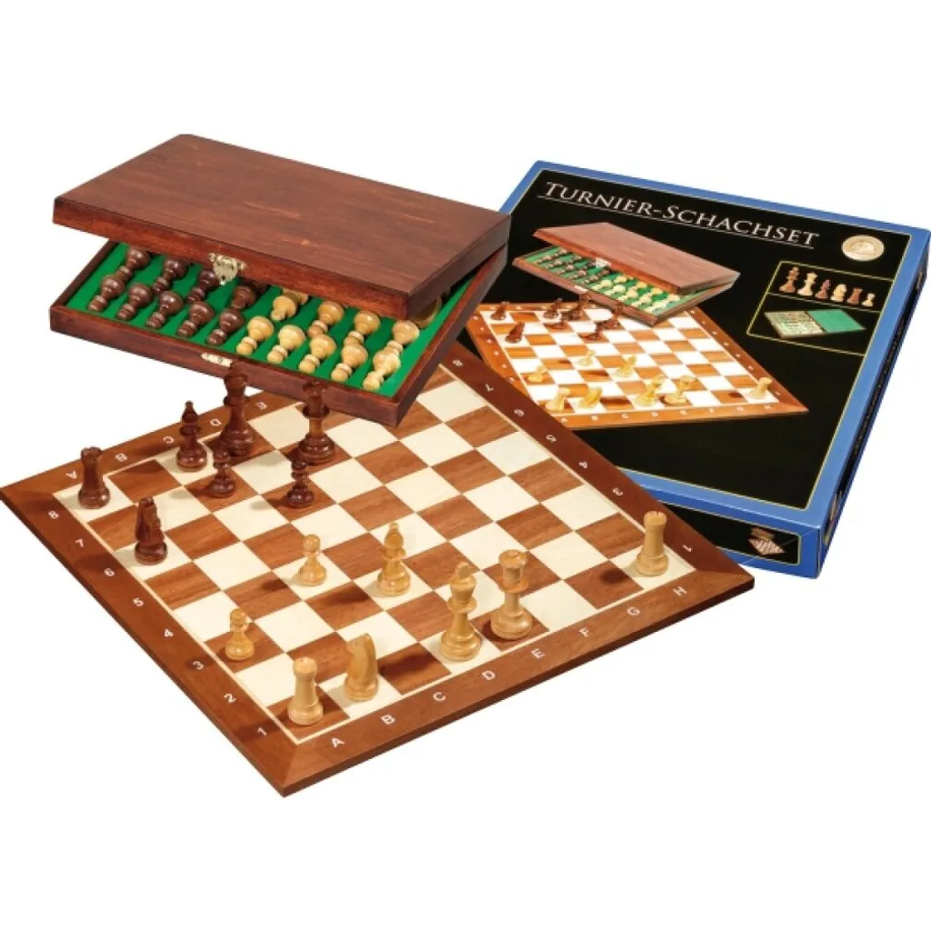 Jeu d'échecs lesté Tunier KH 90mm avec cases FG de 50mm - 2
