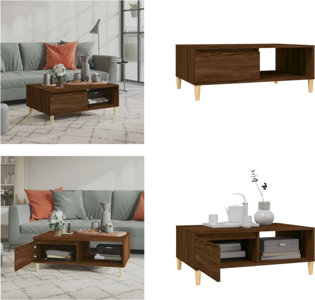 vidaXL Couchtisch Braun Eichen Optik 90x60x35 cm Holzwerkstoff - Couchtisch - Couchtische - Tisch - Sofatisch