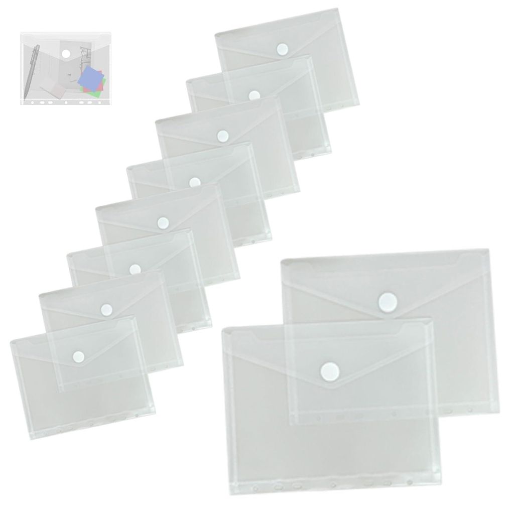 Set mit 10 transparenten DIN A5-Dokumentenmappen (22,5 cm x 18 cm), wasserfesten Polypropylen-Mappen für Büro, Schule und Zuhause.