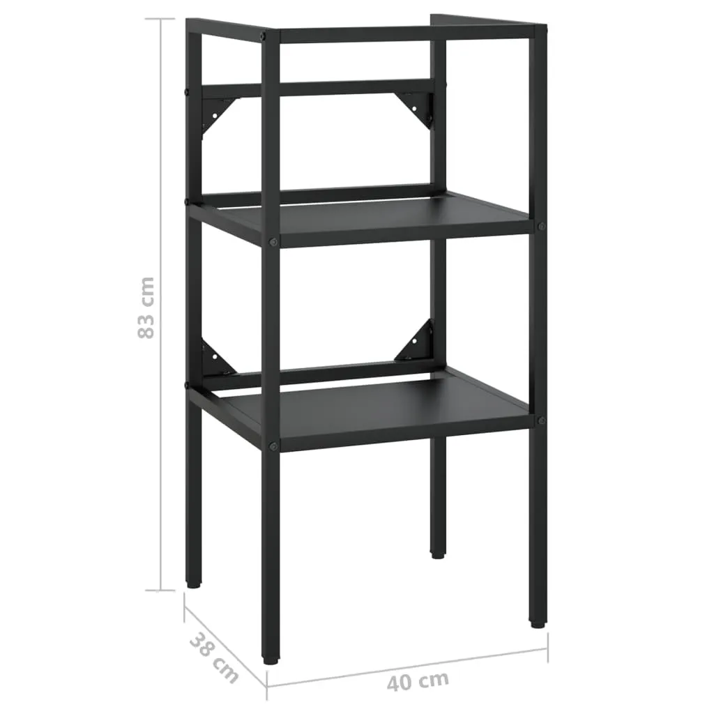 Supporto Lavabo SYFAX Ferro 40x38x83cm - Telaio Nero Alta Resistenza - 6
