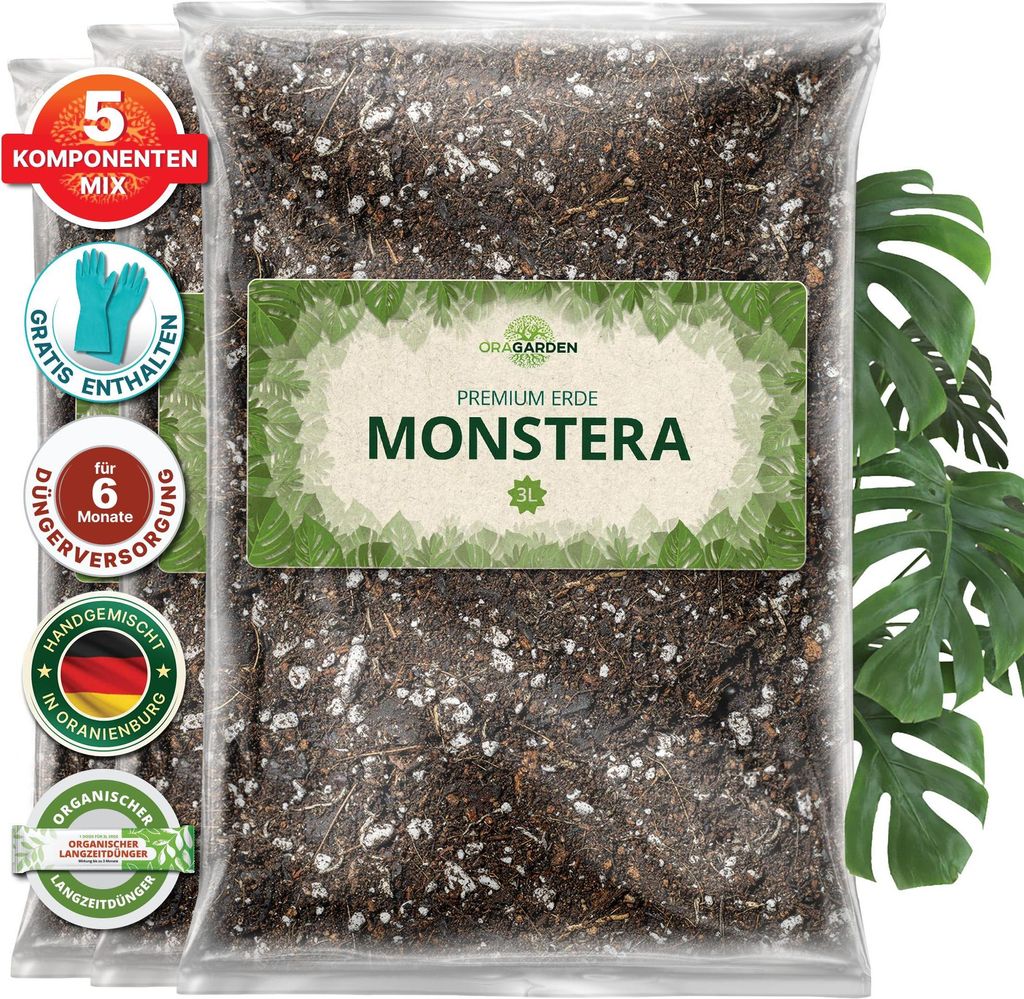 OraGarden Premium Monstera Erde 9 Liter
