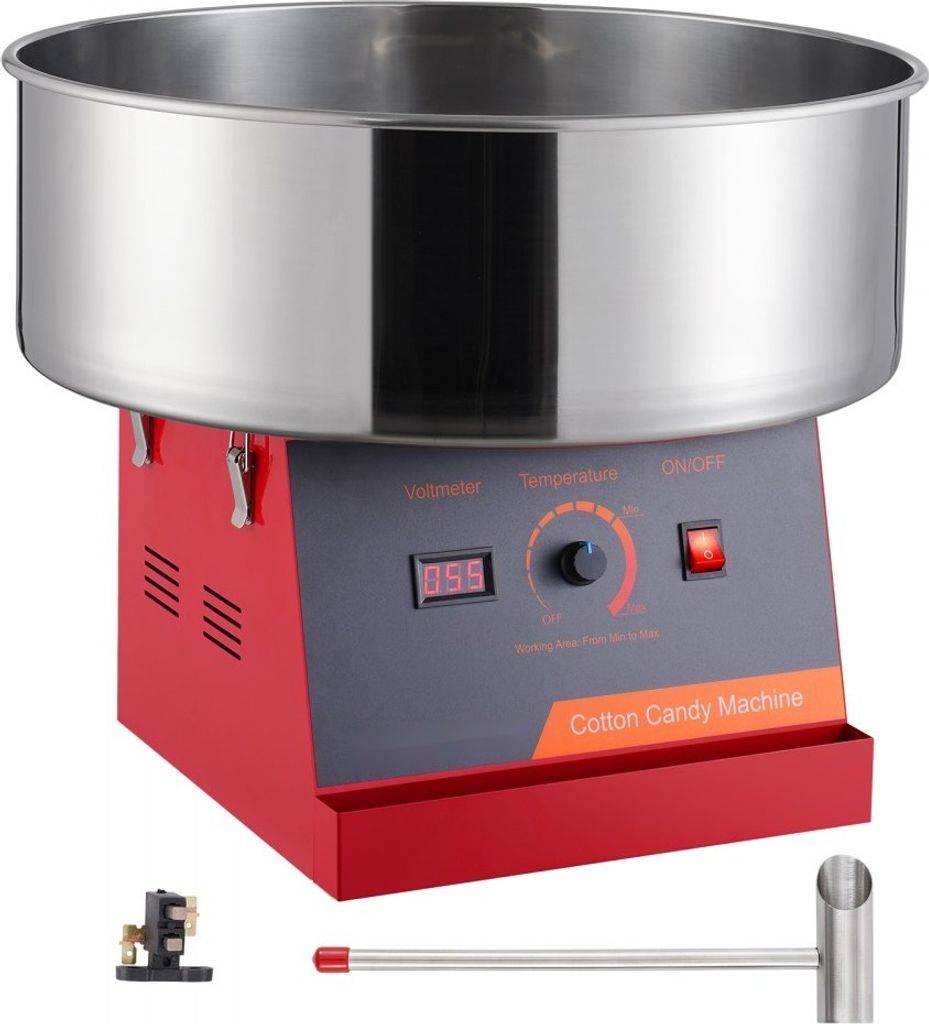 Elektrische Zuckerwattemaschine 1000 W - Kommerzielle Zuckerwattegeräte mit Edelstahl-Schüssel & Zuckerlöffel - Ideal für Kindergeburtstage & F...