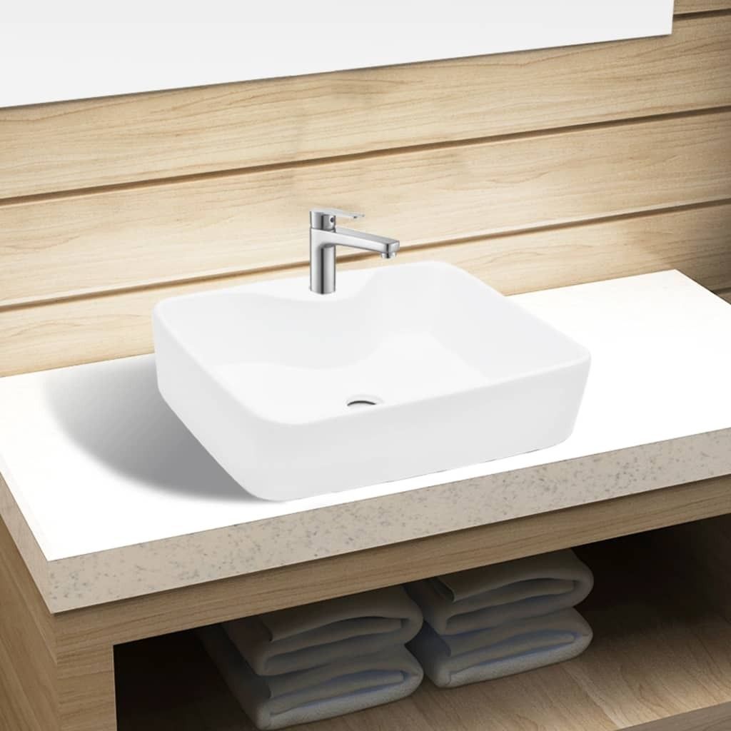 vidaXL Waschbecken Keramik Weiß Aufsatzwaschbecken Produktbild