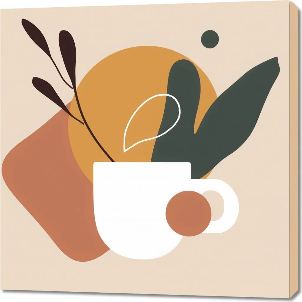 Décoration Murale Café du matin Image 90x90 cm pour Cuisine et Salon