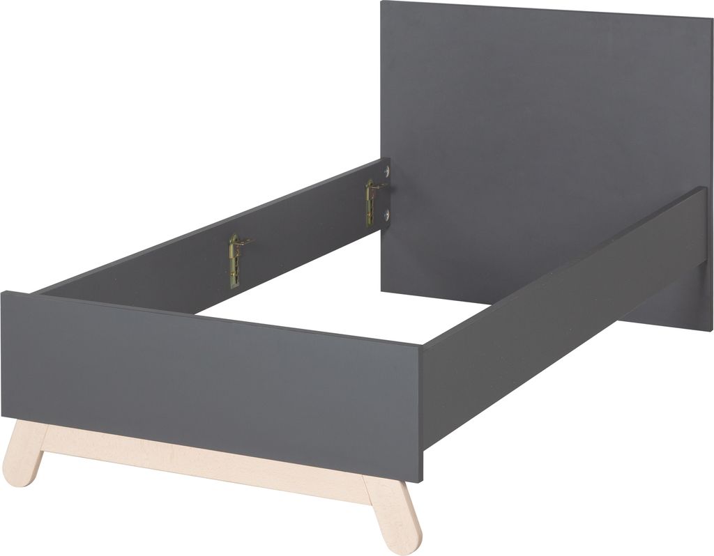 roba Jugendbett 'Jara' 90 x 200 cm, für Kinder- und Jugendzimmer, Nachbildung anthrazit aus Echtholz