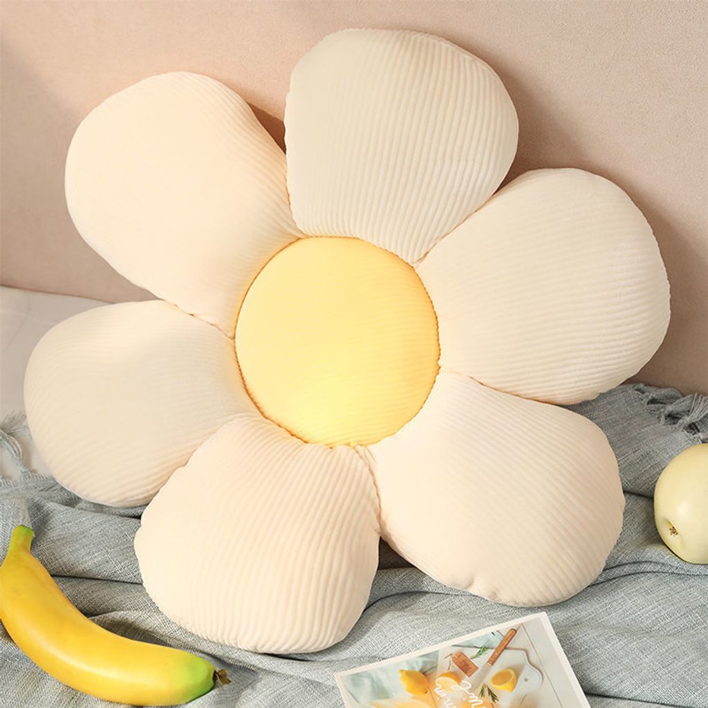 360Home Daisy Gänseblümchen Design Blume Weiche Kissen Weiß 50cm