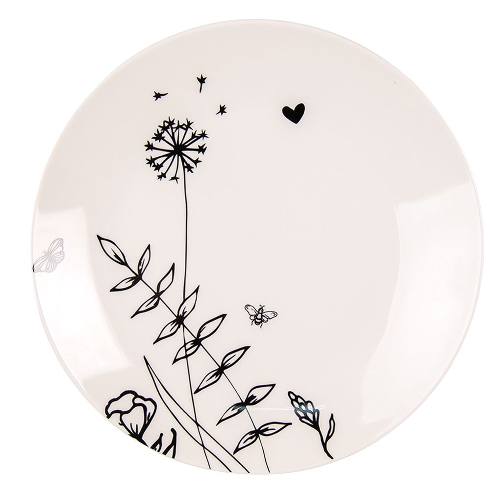 Clayre & Eef Frühstücksteller Ø 20 cm Beige Schwarz Produktbild 