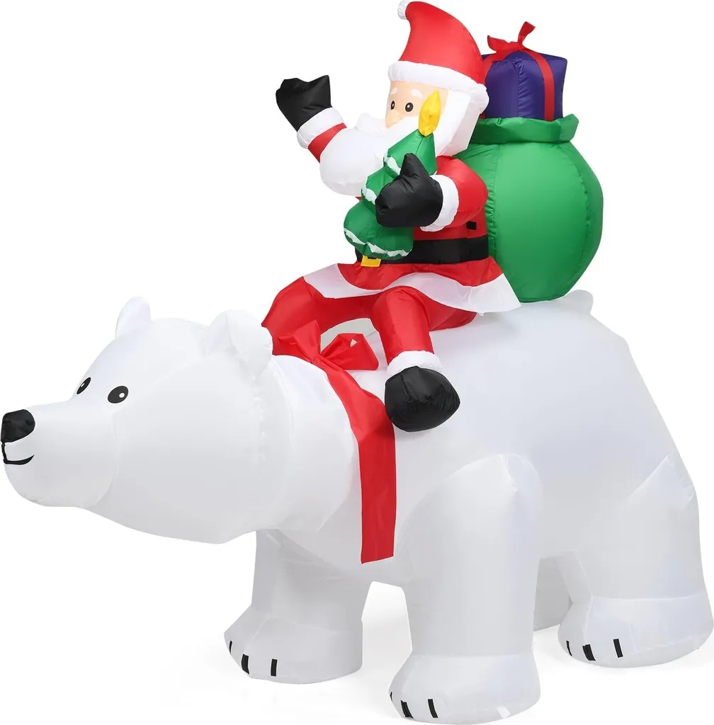 Ours Noël Gonflable Lumineux 200cm, Polyester Résistant aux Intempéries - 5