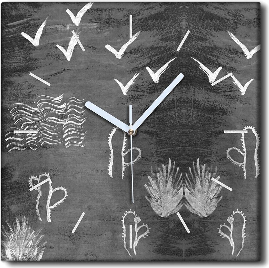 Coloray Uhr auf Leinwand 30x30 cm Wand Uhr Dekoration Wohnzimmer Segeltuch weiße Zeiger -Wüstensee.