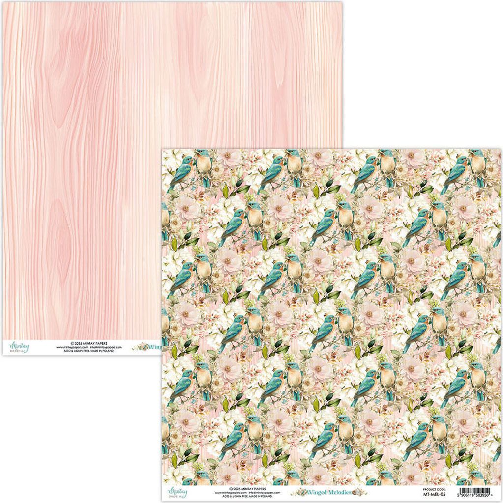 MINTAY 30x30cm doppelseitig Scrapbooking Craft Papier 240g - Winged Melodies 05