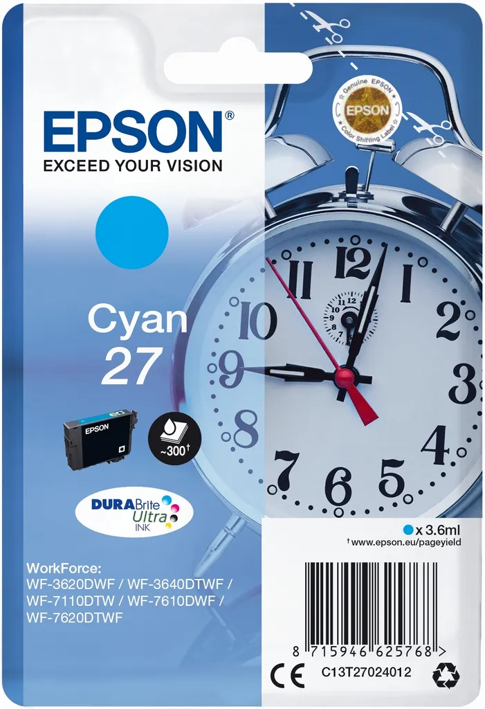 Cartuccia Epson 27 Ciano Originale - Inchiostro DURABrite Ultra T270240