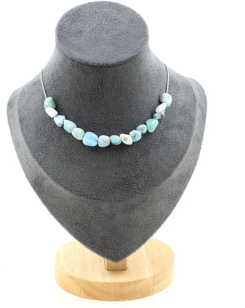 Collier Larimar bleu pour femme, bijou élégant en acier inoxydable 316L