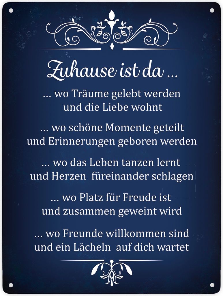 Zuhause ist da... Metallschild XXL Schild Blechschild Aluminiumschild
