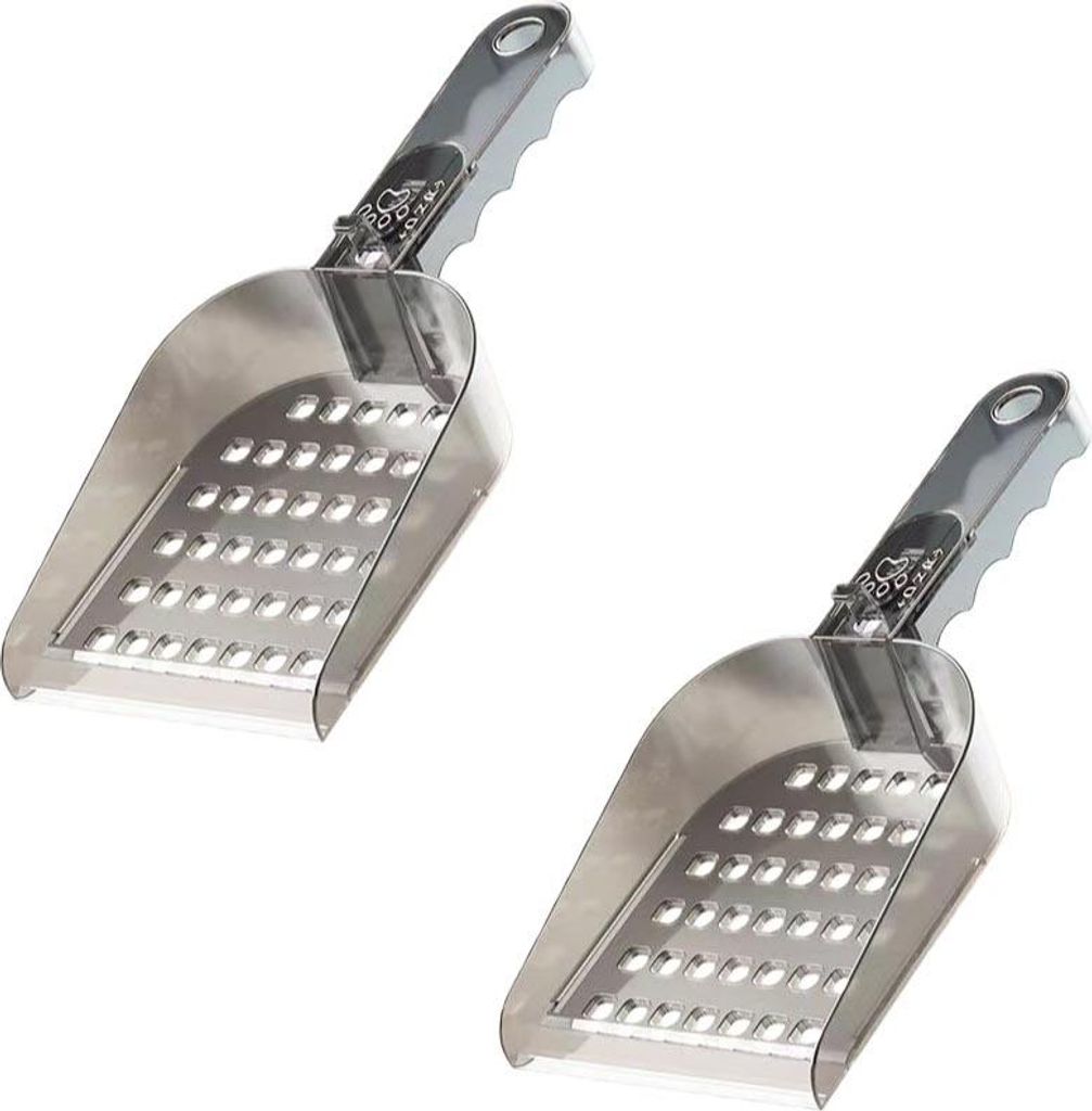 INF Multifunktionale 3-Gang Katzentoilettenschaufel, 2er-Pack 3-in-1 PET Grau